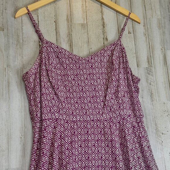 Old Navy Purple White Sleeveless Geometric Print Smocked Stretch Dress Size XXL - Picture 2 of 7